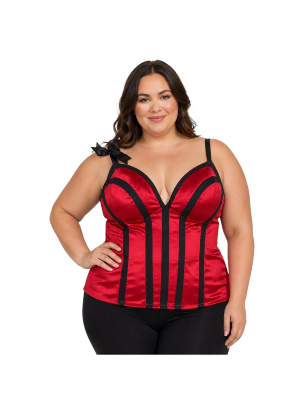 Cacique Red Black Longline Corset Bustier Top Plus Size 22/24